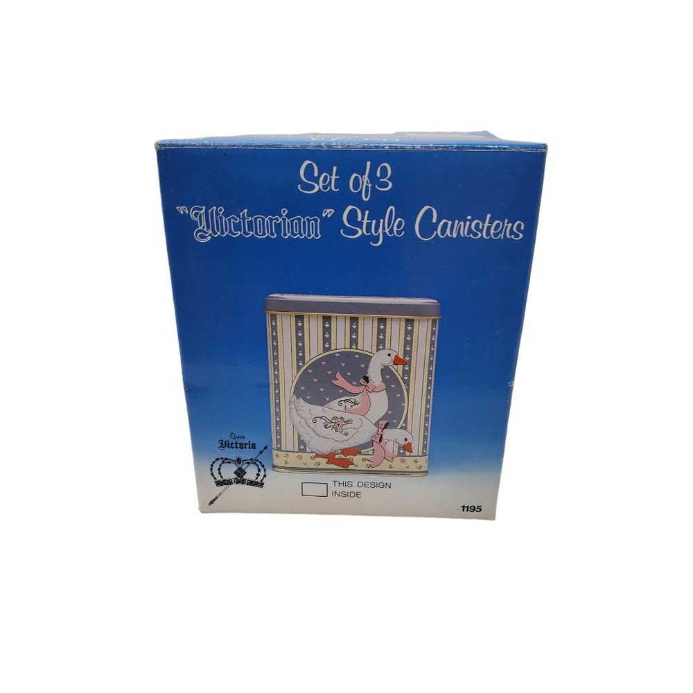 vintage 1980s nevco hardware set of 3 victorian style tin canisters